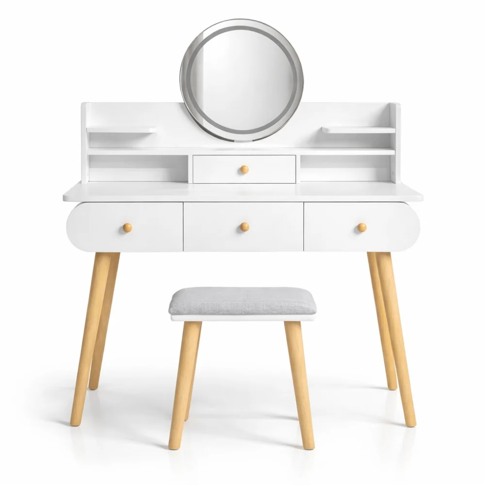 Modul Sto za šminkanje Lumi Plus ST-316, Sa stolicom, Beli