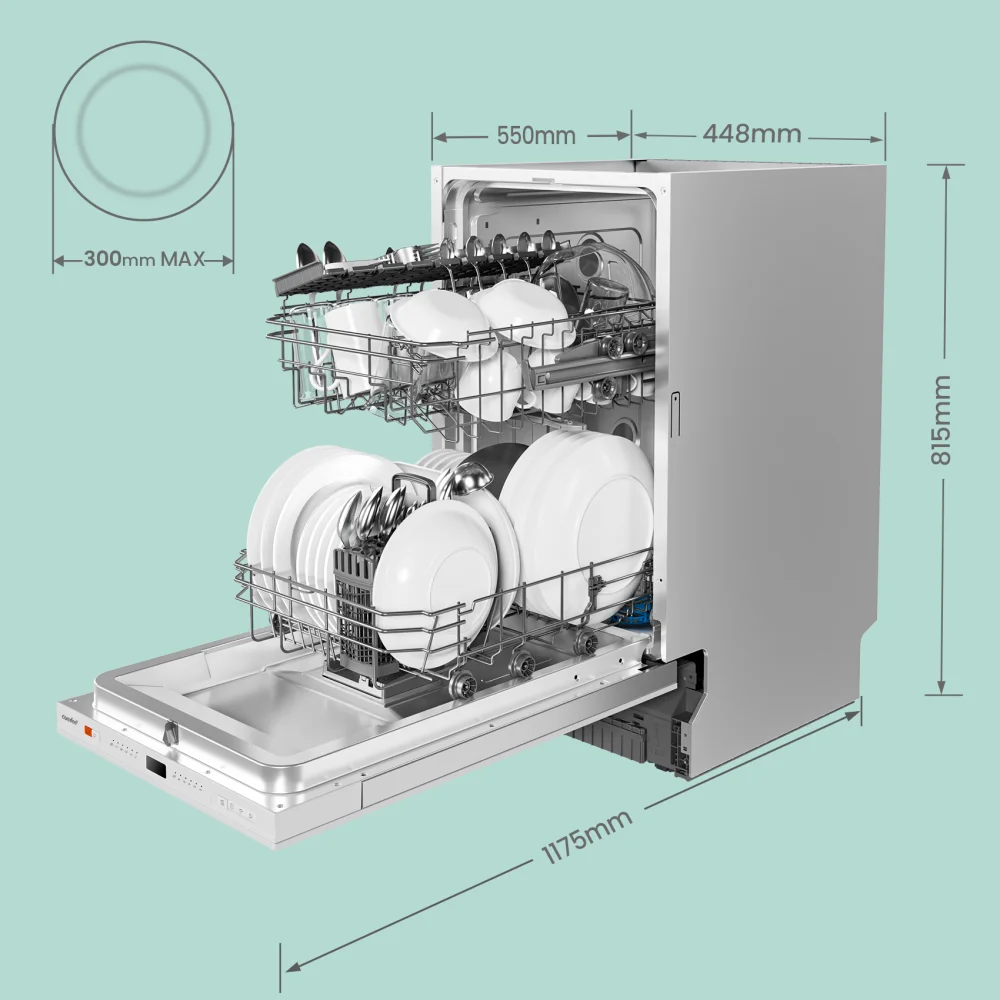 Comfee Ugradna mašina za pranje sudova CDWEB914S-W, 47 dB, 10 kompleta, Bela