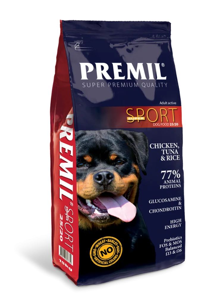 Premil Suva hrana za odrasle pse Sport, Piletina, tuna i pirinč, 15 kg