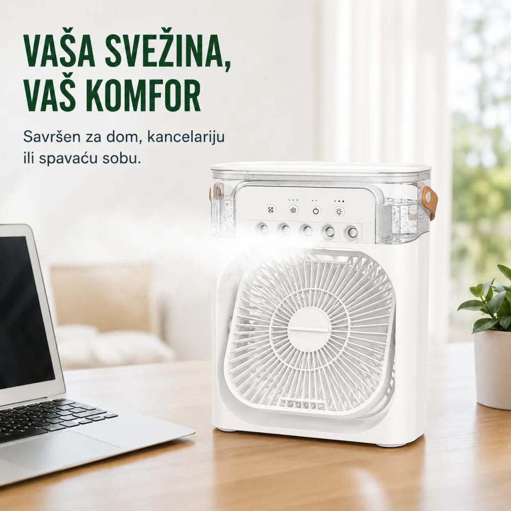 Prenosivi mini ventilator, klima ovlaživač vazduha 3 u 1