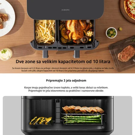 Xiaomi Friteza na vruć vazduh Dual Zone MAF-D1001, 10 l, Crna