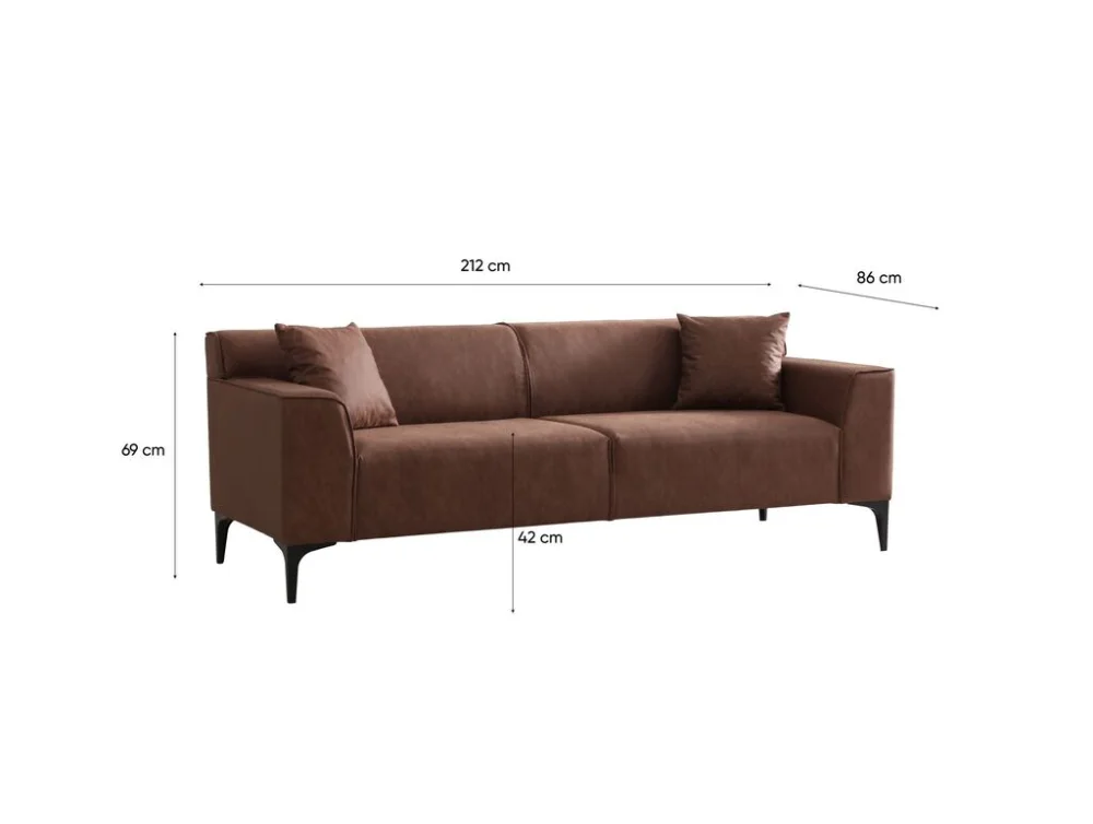 Atelier del Sofa Trosed New Petra 3, 212x69x86cm, Braon