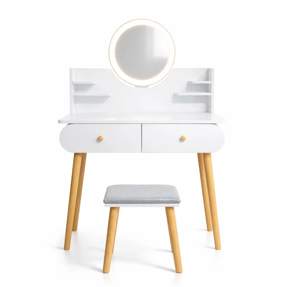 Modul Sto za šminkanje sa stolicom Lumi ST-315, 80×40×120 cm, Beli