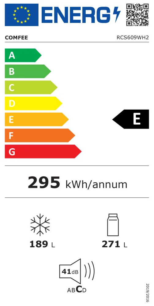Comfee Side by side frižider RCS609WH2, 460 l, Full No Frost, 41 dB, Beli