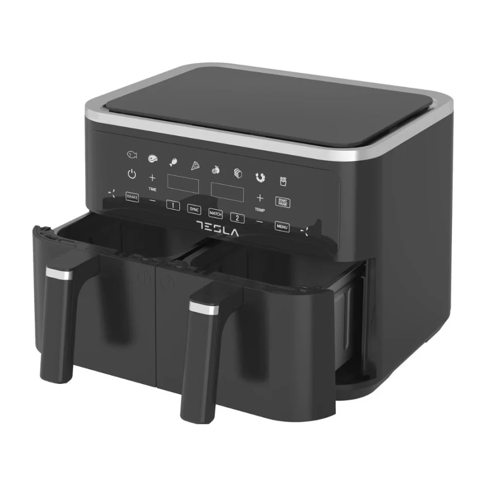 Tesla Air Fryer AF900BSD, 2400 W, 4,5 l + 4,5 l, Digitalni panel, Crni