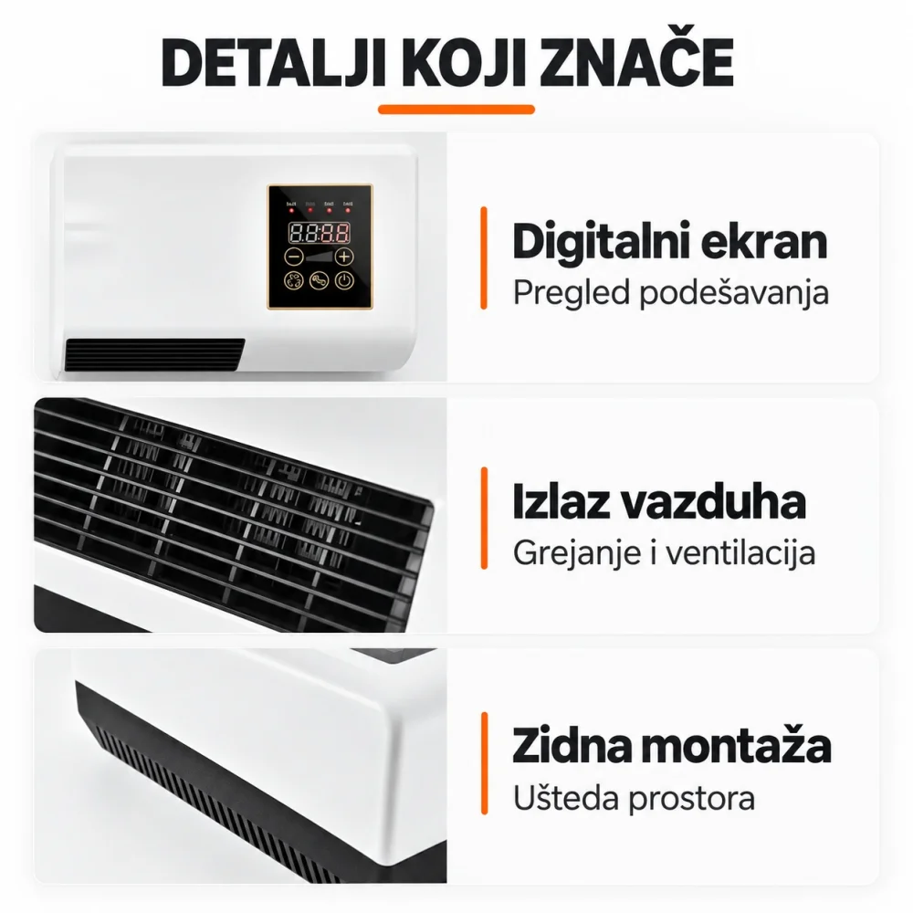Zidna grejalica sa ventilatorom 1500 W