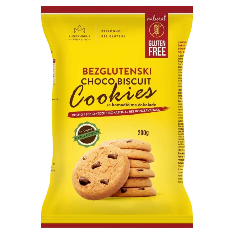 Aleksandrija Bezglutenski čoko biskvit Cookies, 200g
