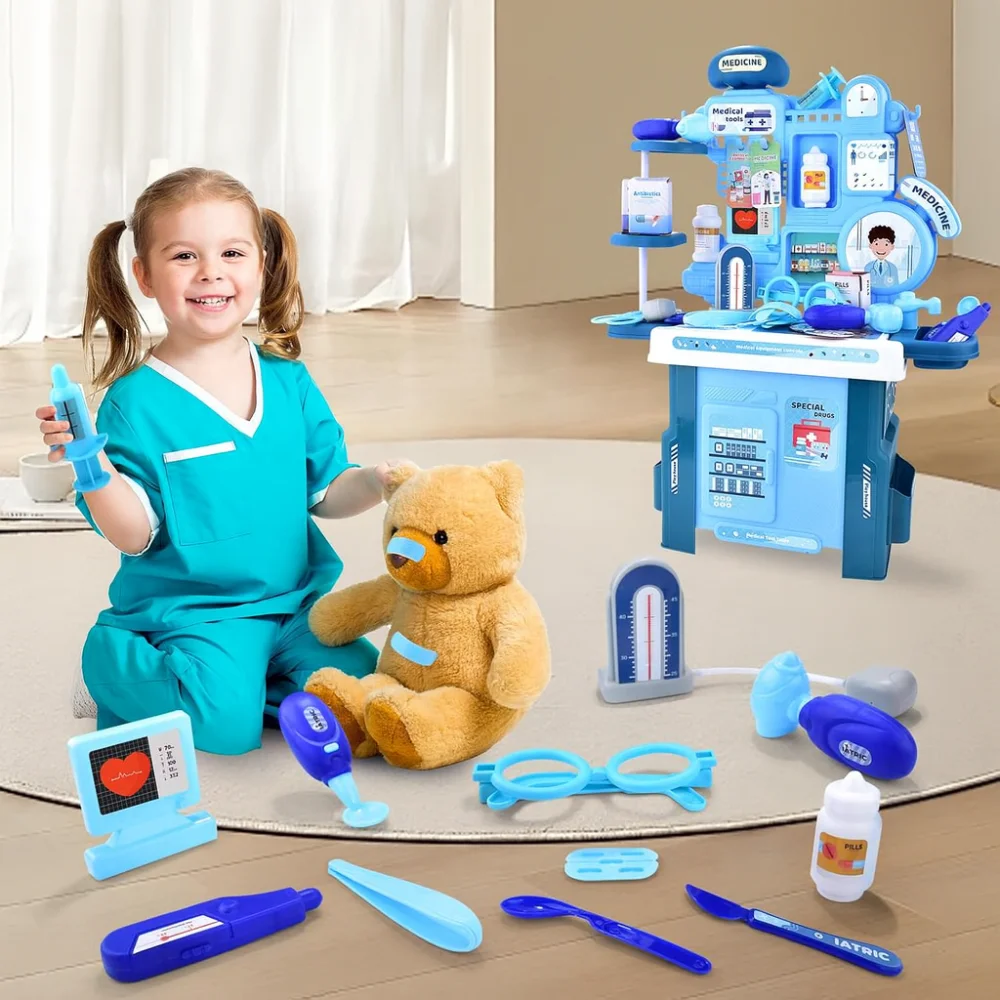 Topi Toys Edukativni set Lekarska ordinacija, 42 instrumenta, Plavi