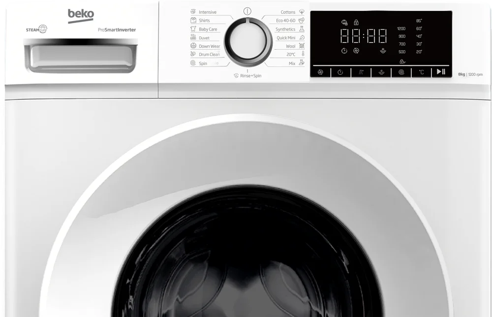 Beko Mašina za pranje veša B1WFM2821WEE, 8 kg, 1200 obr/min, SteamCure, Bela