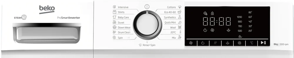 Beko Mašina za pranje veša B1WFM2821WEE, 8 kg, 1200 obr/min, SteamCure, Bela