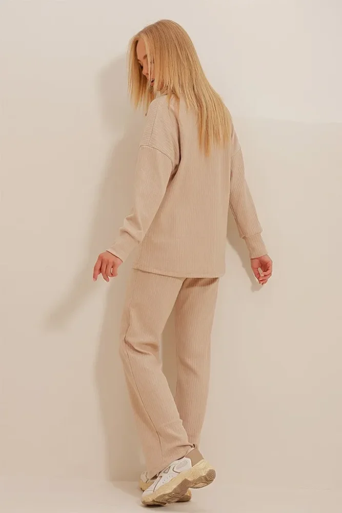 Trend Alacati Stili Ženski komplet duks i pantalone ALC-796-001, Bež