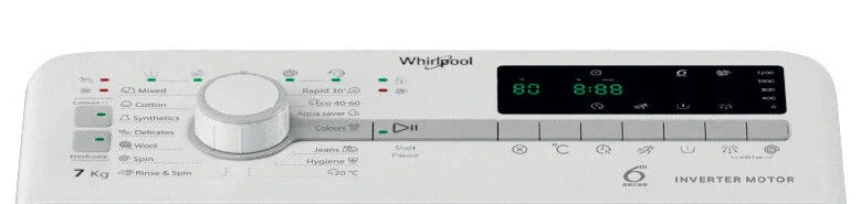 Whirlpool Mašina za pranje veša TDLR 7250SS EU, Gornje punjenje, 7 kg
