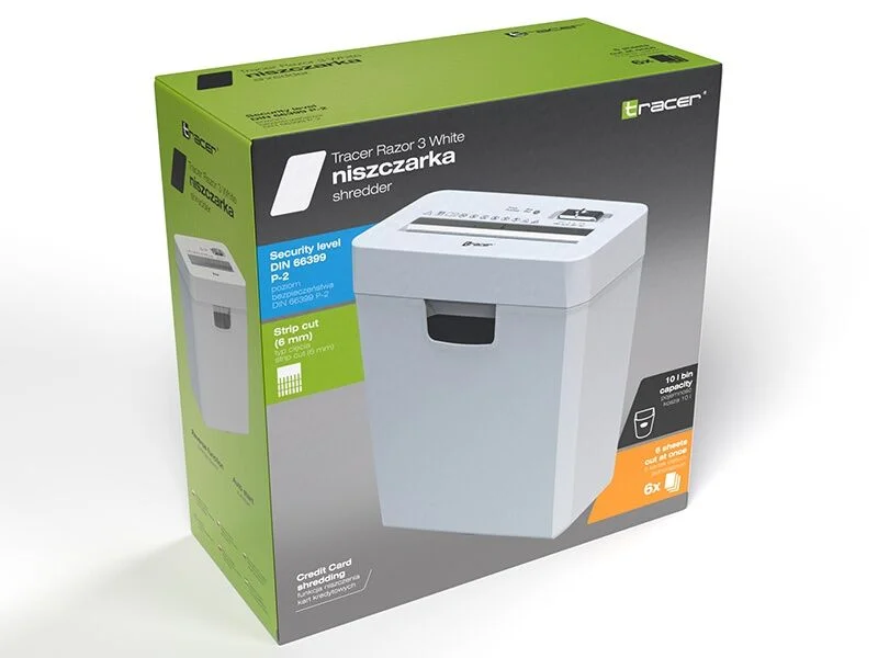 Tracer Uništavač papira i kreditnih kartica Razor 3, 10 l, Beli