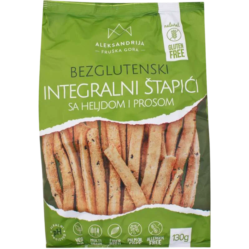 Aleksandrija Bezglutenski integralni štapići sa heljdom i prosom 130g