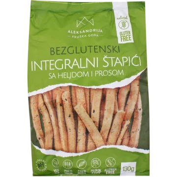 Aleksandrija Bezglutenski integralni štapići sa heljdom i prosom 130g