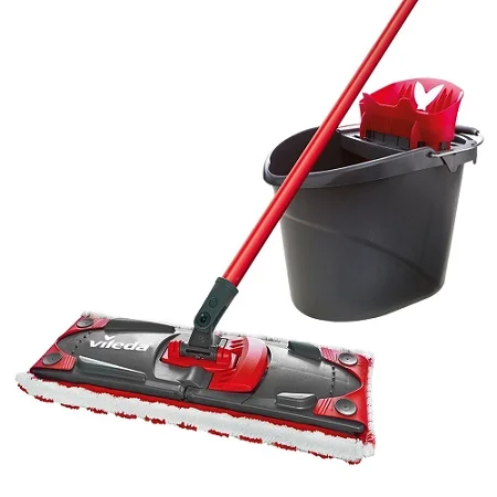 Vileda Set za čišćenje podova Ultramax Box, Mop + Drška + Kanta sa cediljkom, Crveno-crni
