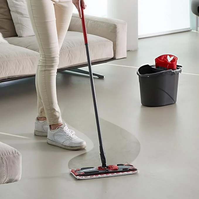 Vileda Set za čišćenje podova Ultramax Box, Mop + Drška + Kanta sa cediljkom, Crveno-crni