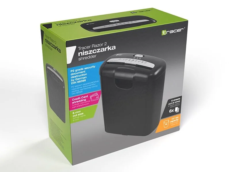 Tracer Uništavač papira i kreditnih kartica Razor 2,10 l, Crni