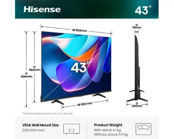 Hisense Televizor 43E6ST, 43", DLED, 3840x2160 4K UHD, Smart TV