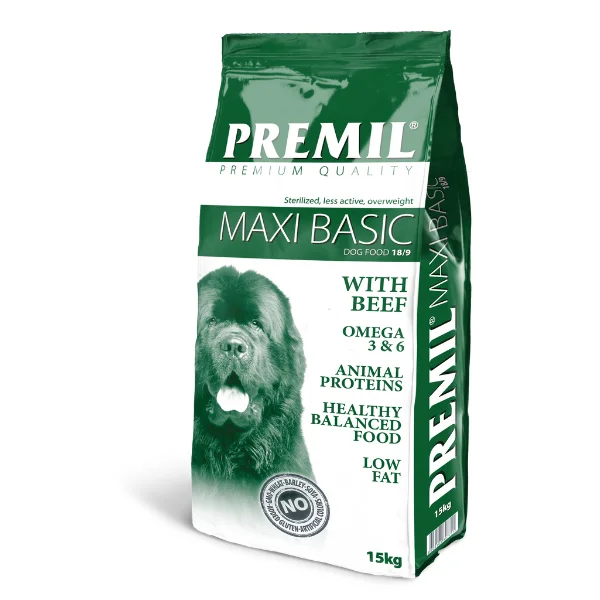 Premil Suva hrana za pse Maxi Basic, Više vrsta mesa, 15 kg