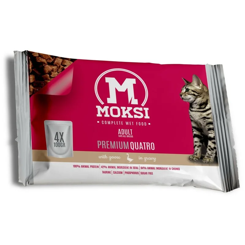 MOKSI Preliv za mačke Guska u sosu 4x100g