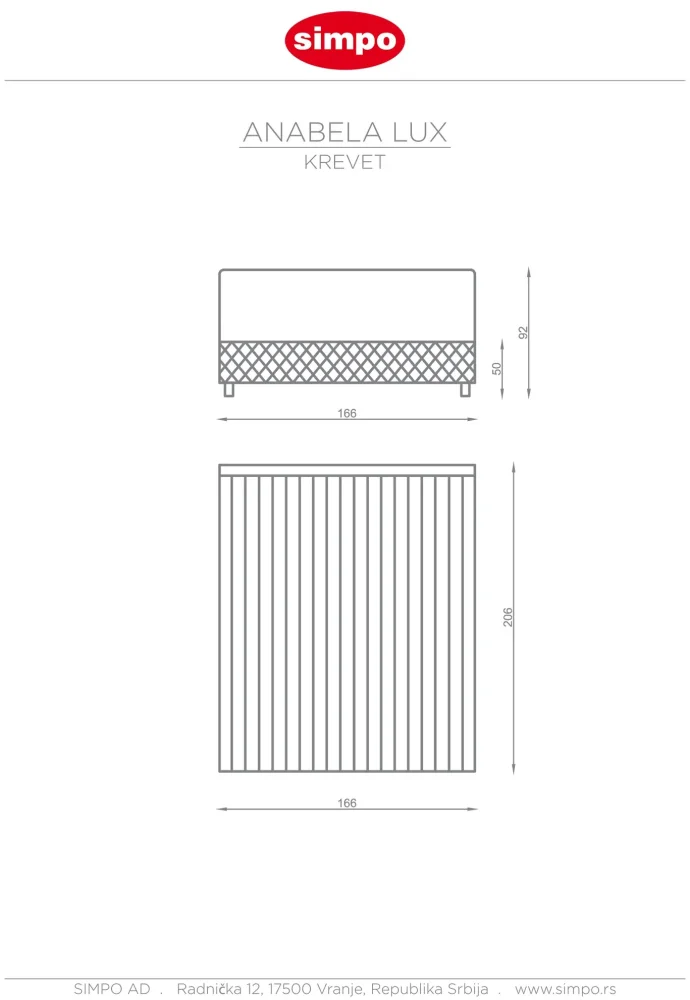 SIMPO krevet Anabela Lux 160 x 200 cmfix, Braon