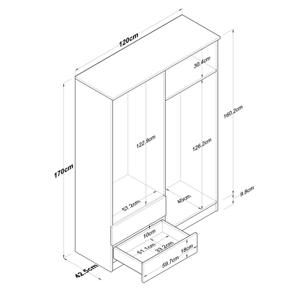 Hanah home Ormar 120x170x42,5cm Orah