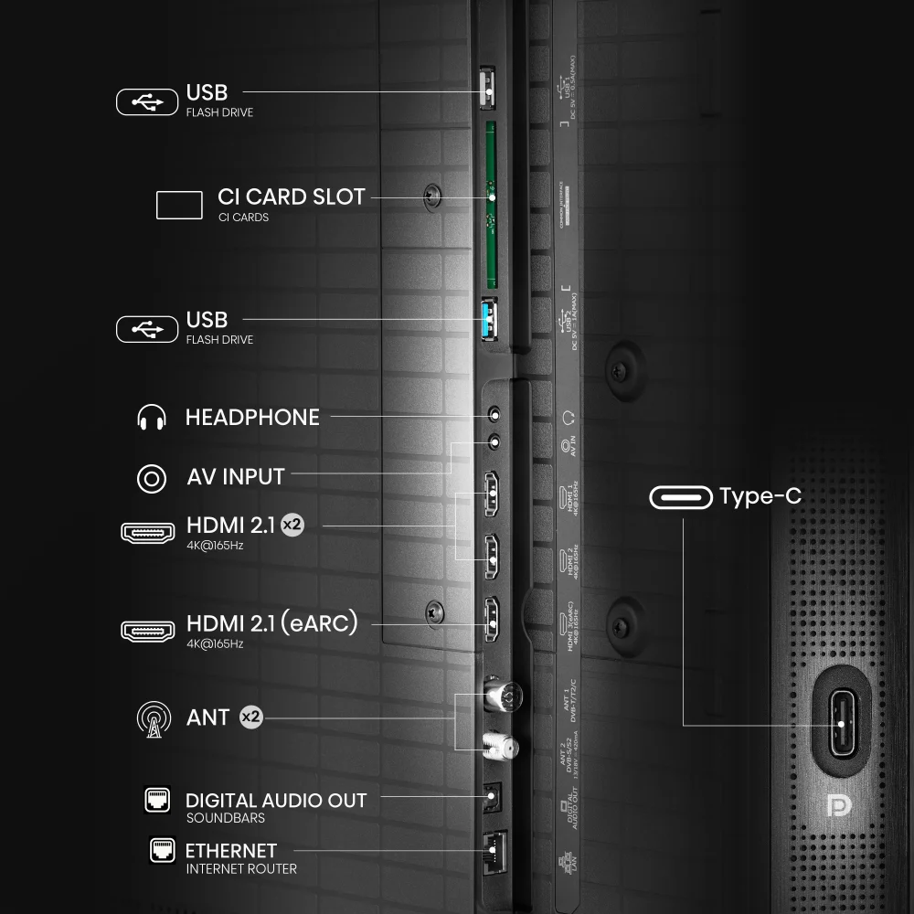 Hisense Televizor 55U8Q 55", MiniLED, 4K UHD, 165 Hz, Smart, Vidaa, Crni